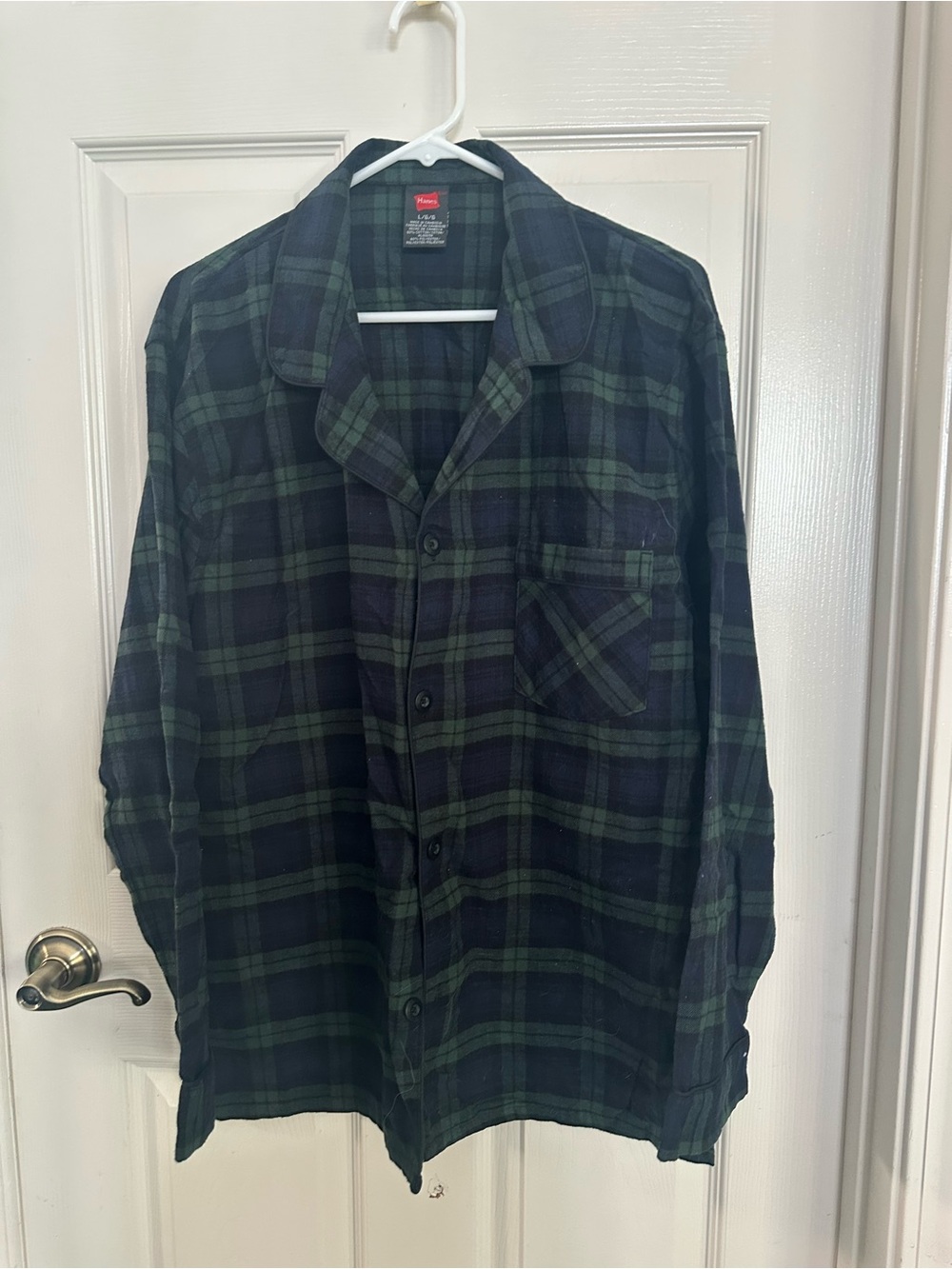 Men's Flannel Green & Navy Plaid Button-Up Shirt